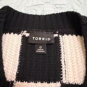 Torrid Black and Cream Women's Cowl Sweater